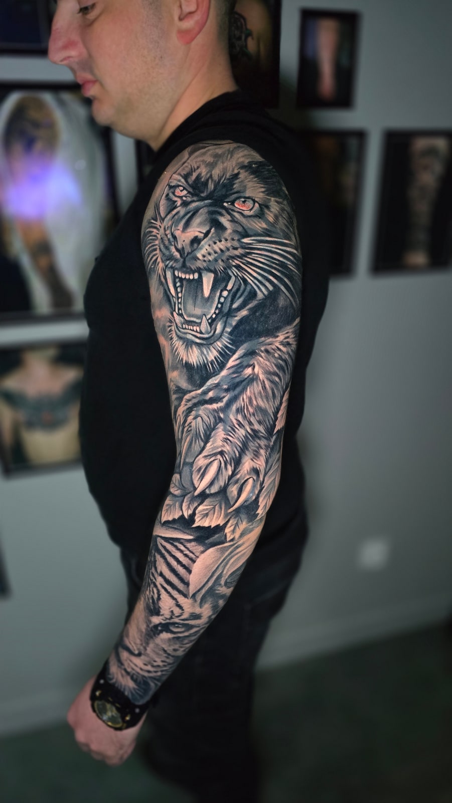 Pantera — Dark Sleeve Realism — Judin Tattoo